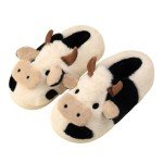 Cozy Cartoon Cow Cotton Slippers for Women