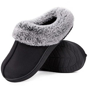 HomeTop Women's Soft Microsuede Memory Foam Slippers