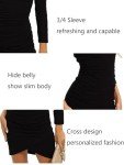 Eavoqinjiaf Women Dress Long Sleeve Bodycon Dress Casual Fashion Ruched Dress for Daily Wear