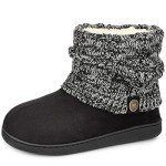 Cozy Women's Wool Knit Bootie Slippers - Black