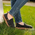 LongBay Women's Black Brushed Jersey Slippers