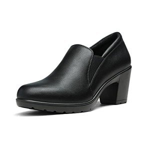 Dream Pairs Women's Black Chunky Block Heel Pumps