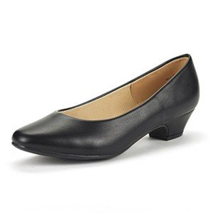 DREAM PAIRS Women's Mila Low Heel Pumps, Black