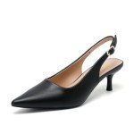 Black Low Kitten Heel Slingback Pumps for Women