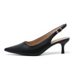 Black Low Kitten Heel Slingback Pumps for Women