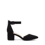 Chunky Low Block Heels for Women - Black