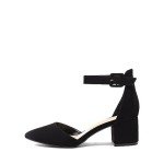 Chunky Low Block Heels for Women - Black