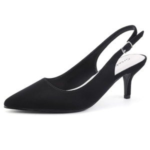 Greatonu Women's Classic Black Slingback Heels Size 9