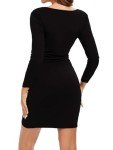 Eavoqinjiaf Women Dress Long Sleeve Bodycon Dress Casual Fashion Ruched Dress for Daily Wear
