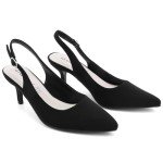 Greatonu Women's Classic Black Slingback Heels Size 9