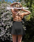 OZICERD Tennis Dress Golf Dresses for Women with Shorts Backless Athletic Dress Casual Summer Dresses Cute Short Dress Black S