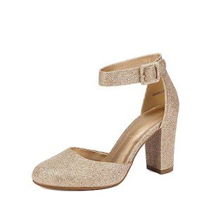 DREAM PAIRS Women's Gold Glitter High Heel Pumps