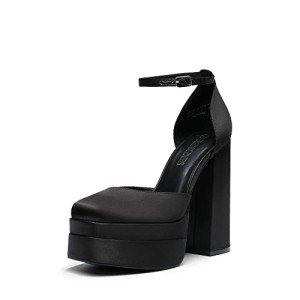 DREAM PAIRS Women's Chunky Block Heel Pumps - Black
