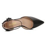 AMOJI Women's Chunky Heels Ankle Strap Pumps