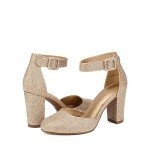 DREAM PAIRS Women's Gold Glitter High Heel Pumps
