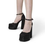 DREAM PAIRS Women's Chunky Block Heel Pumps - Black