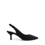 Elegant Black Suede Kitten Heel Slingback Pumps