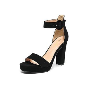 AMOJI Women’s Chunky Platform Ankle Strap Heels
