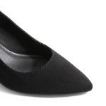 Elegant Black Suede Kitten Heel Slingback Pumps