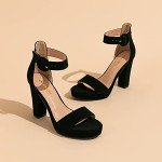 AMOJI Women's Chunky Platform Ankle Strap Sandals