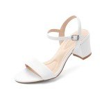 White Block Heel Sandals for Women, Size 7.5