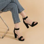 AMOJI Women's Chunky Platform Ankle Strap Sandals