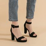 AMOJI Women's Chunky Platform Ankle Strap Sandals