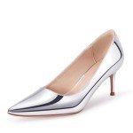 Silver Low Heel Party Pumps for Women