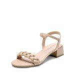 Braided Open Toe Ankle Strap Low Heels