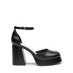 Black Chunky Platform High Heels with Ankle Strap