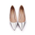 Silver Low Heel Party Pumps for Women