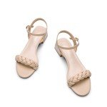 Braided Open Toe Ankle Strap Low Heels