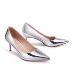 Silver Low Heel Party Pumps for Women
