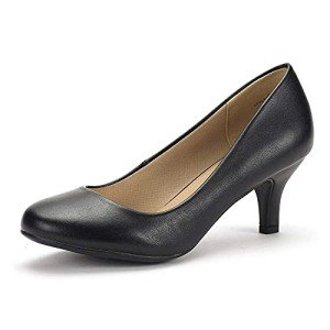 DREAM PAIRS Women's Black Low Heel Wedding Pumps