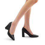 Chunky Pointed Closed Toe Black Dress Pumps