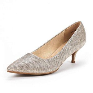 Gold Glitter Low Heel D'Orsay Pointed Toe Pumps