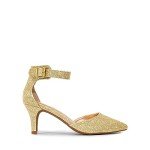 Gold Glitter Low Heel Dress Pumps for Women