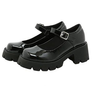 Black Gothic Mary Jane Heels for Women