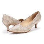 Gold Glitter Low Heel D'Orsay Pointed Toe Pumps