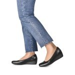 Stylish Women's Black Wedge Block Heel Pumps