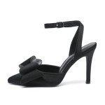 AMOJI Women's Rhinestone Bow Stiletto High Heels
