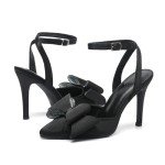 AMOJI Women's Rhinestone Bow Stiletto High Heels