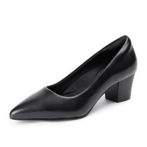 Women's Black Chunky Heels with Arch Support