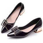Women's Black Chunky Low Block Heels Pumps