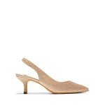 Gold Glitter Closed Toe Kitten Heels for Women