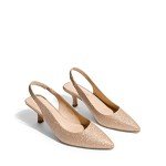 Gold Glitter Closed Toe Kitten Heels for Women