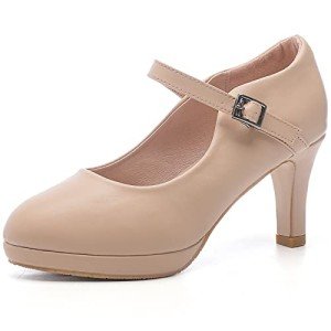 Beige High Heel Mary Jane Wedding Shoes Size 9.5