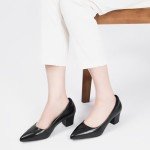 Women's Black Chunky Heels with Arch Support