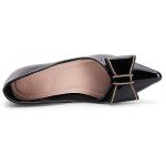 Women's Black Chunky Low Block Heels Pumps