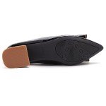 Women's Black Chunky Low Block Heels Pumps